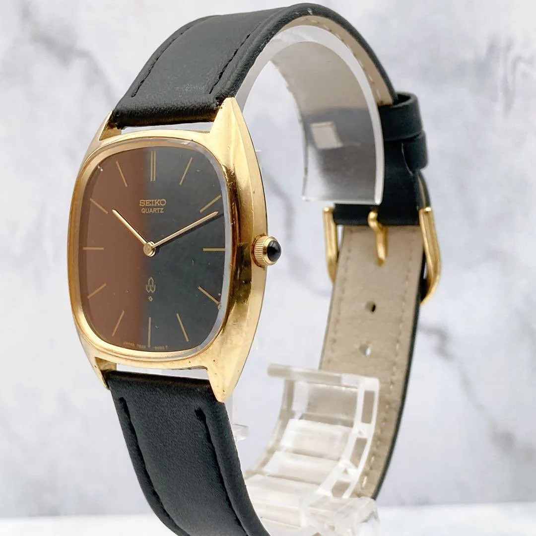 SEIKO Chariot 7820-5000 Gold Plated Square Gold Dial Quartz Watch