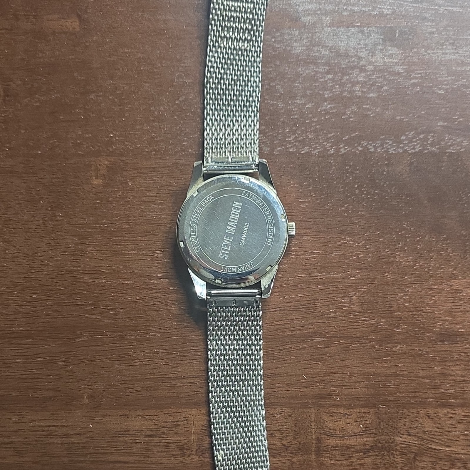 Steve Madden Blue Dial Quartz Watch 44mm Silver Stainless Steel Mesh Band 3 ATM