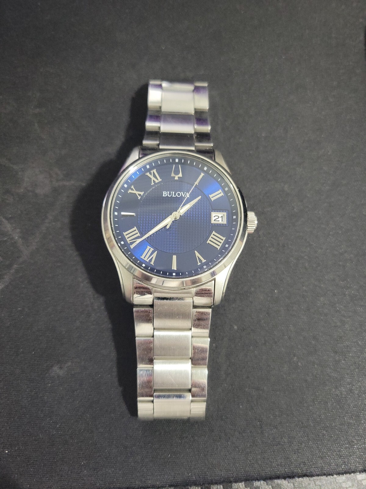 Bulova Silver & Blue Watch – Wilton 96B386