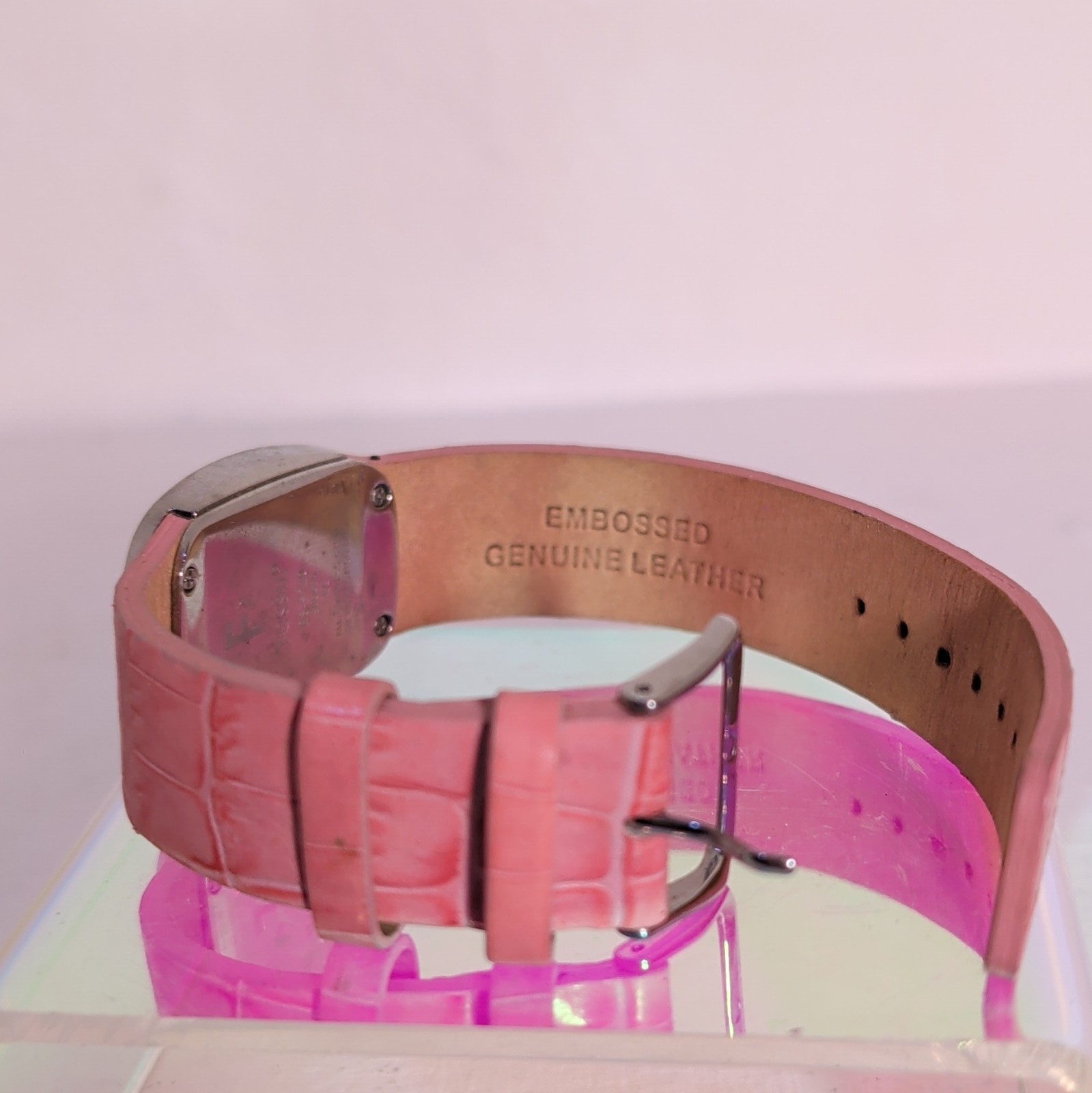 Fossil F2 Women’s Square Quartz Watch Date Pink Leather Strap MOP Dial