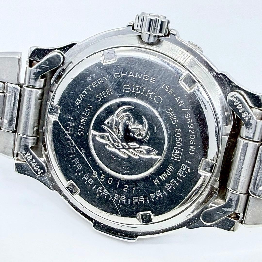 SEIKO 5H25-6050SCUBA Diver’s Watch Silver Blue Used Japan