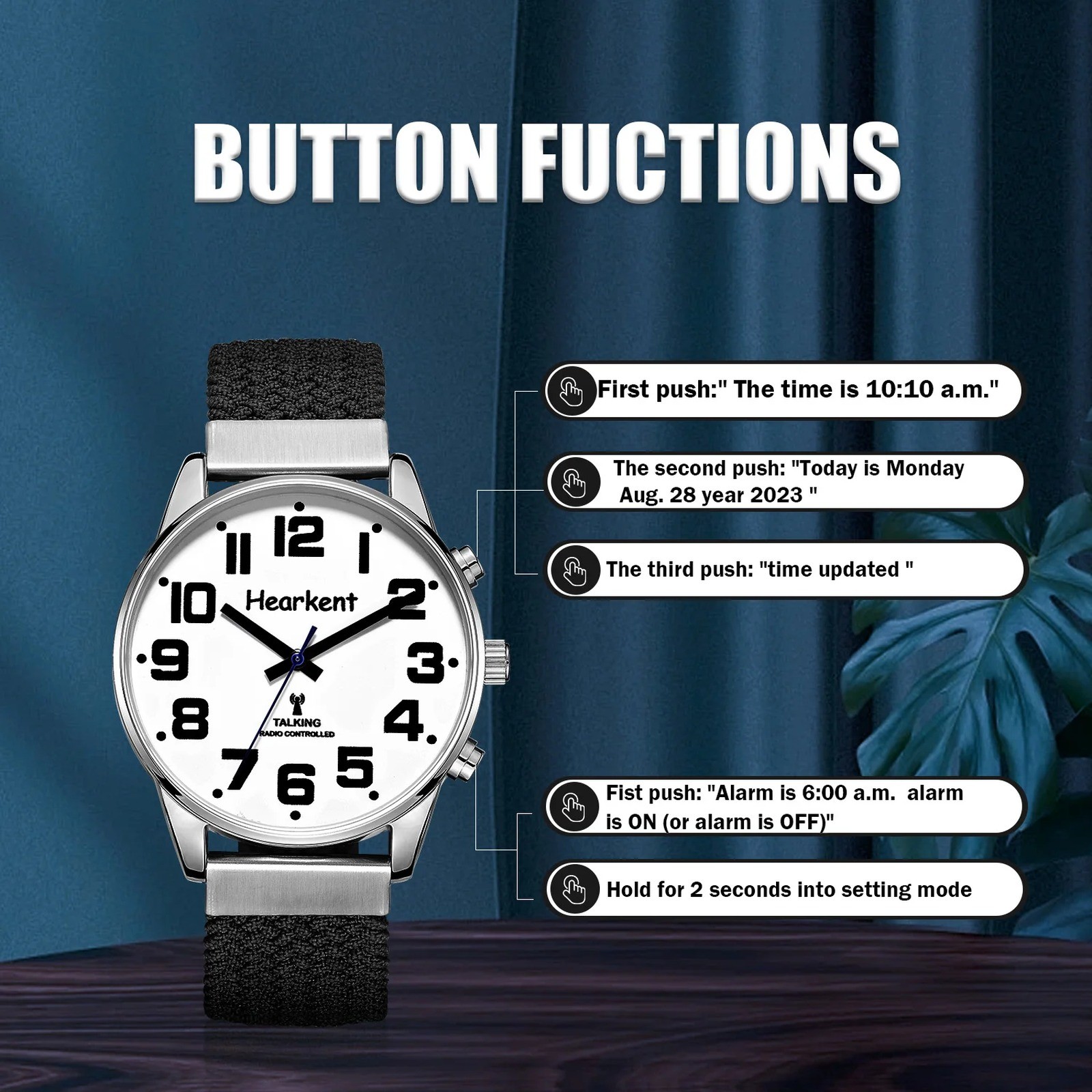 Hearkent English Talking Watch for Blind Men Visually Impaired – Alarm & Hourly