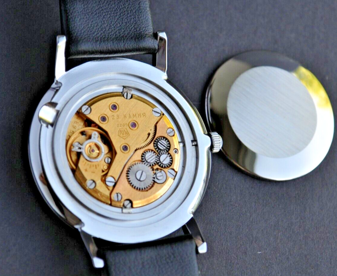 New POLJOT De LUXE New! Extra SLIM Watch Mens Vintag 1970 Case Stainless Steel