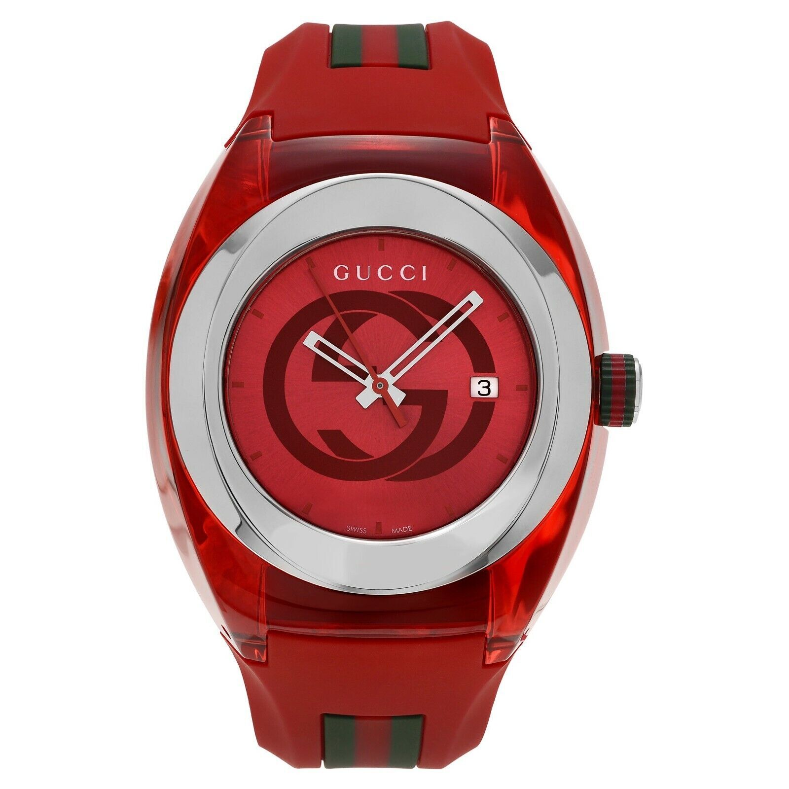 New Gucci Sync XXL Rubber Band Gucci Logoed Dial Assorted Colors Men’s Watch