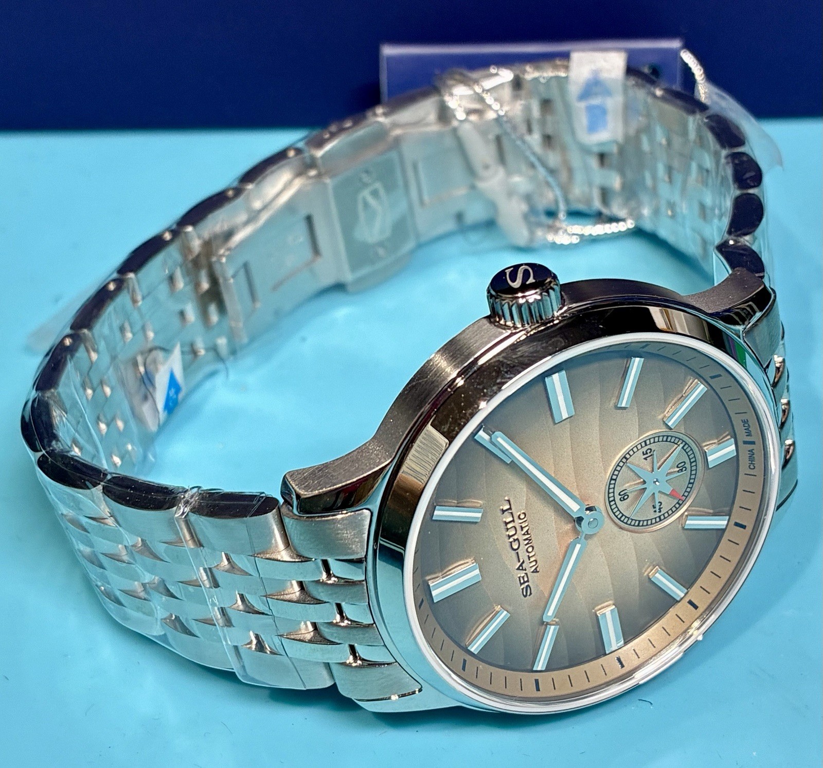 SEAGULL SAND DUNES FUME DIAL 40MM AUTOMATIC SAPPHIRE CRYSTAL STAINLESS STEEL!!