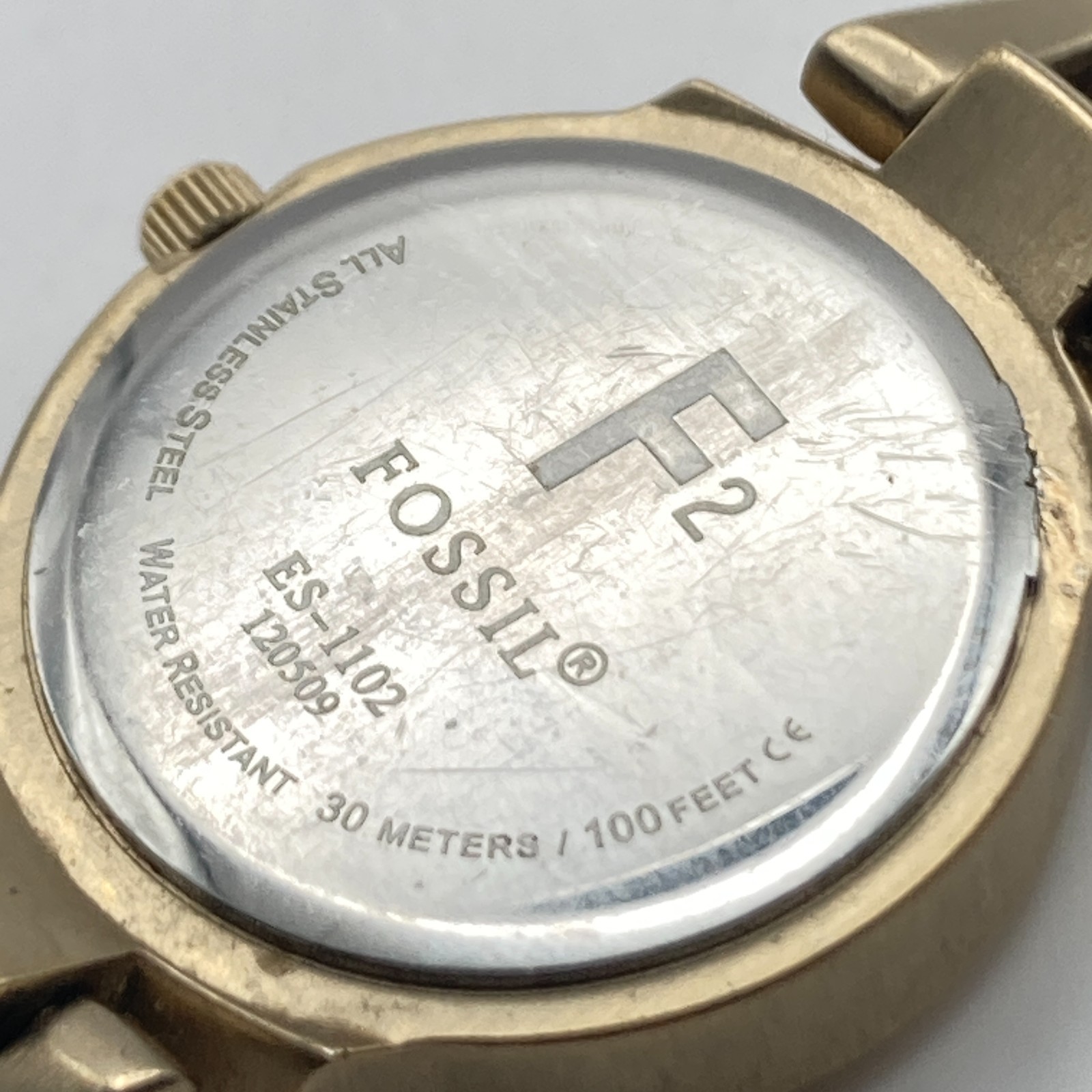 Fossil F2 Women’s Watch 23mm Gold Tone Date Round WR 30M New Battery TINY 5.5″