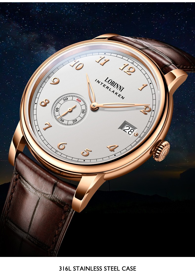LOBINNI Men Automatic Watch 40mm Mechanical Wristwatch Hangzhou 5000 Micro Rotor