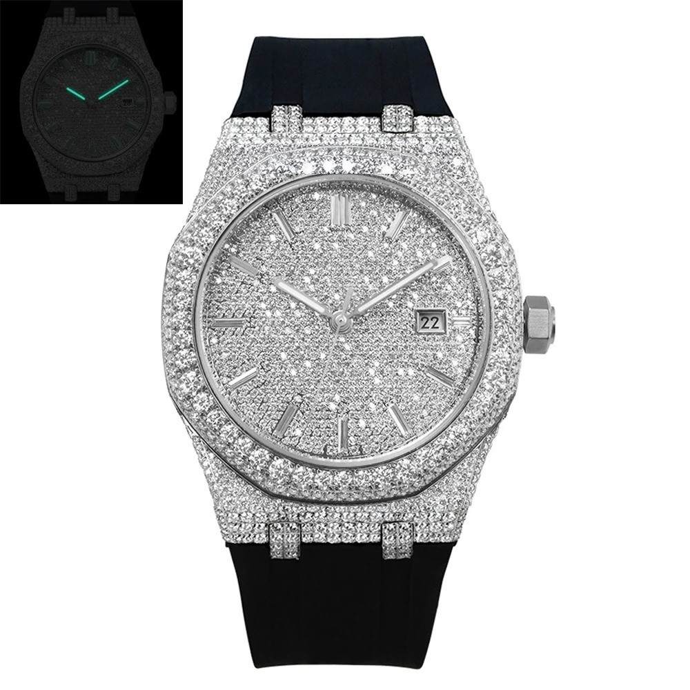 VVS 8.15ct Moissanite Iced Out Men Watch 9015 Automatic Mechanical Movement