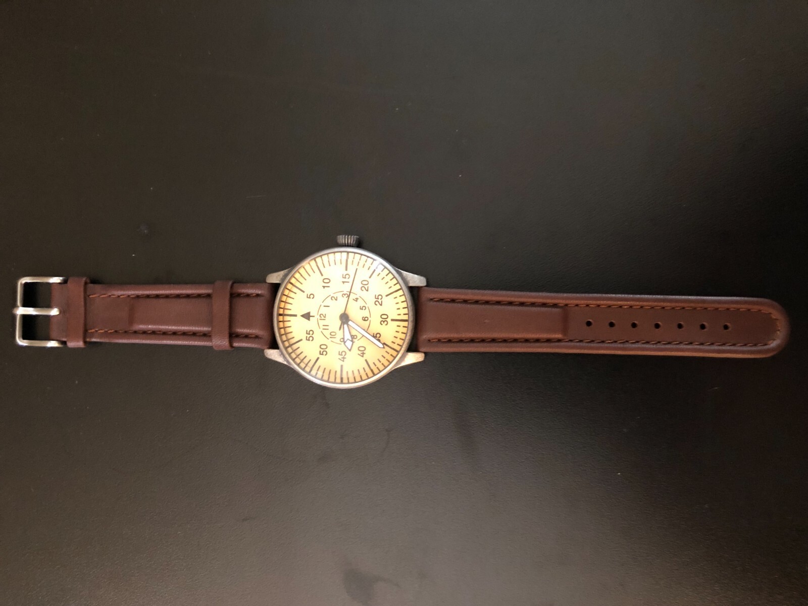 MIL-TEC Vintage Flieger Pilot Flight Aviation, AVIATOR – Leather Band, Quartz