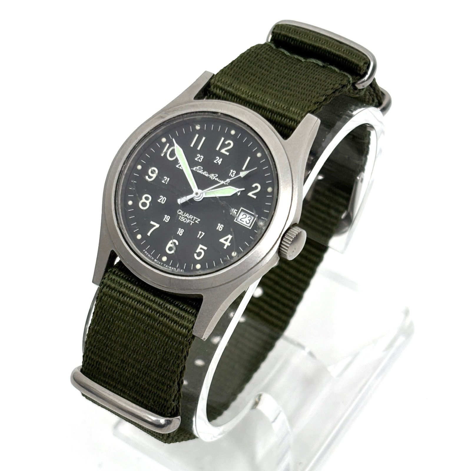 Vintage 90s Eddie Bauer French Quartz Military Field Watch 34mm Date New Battery