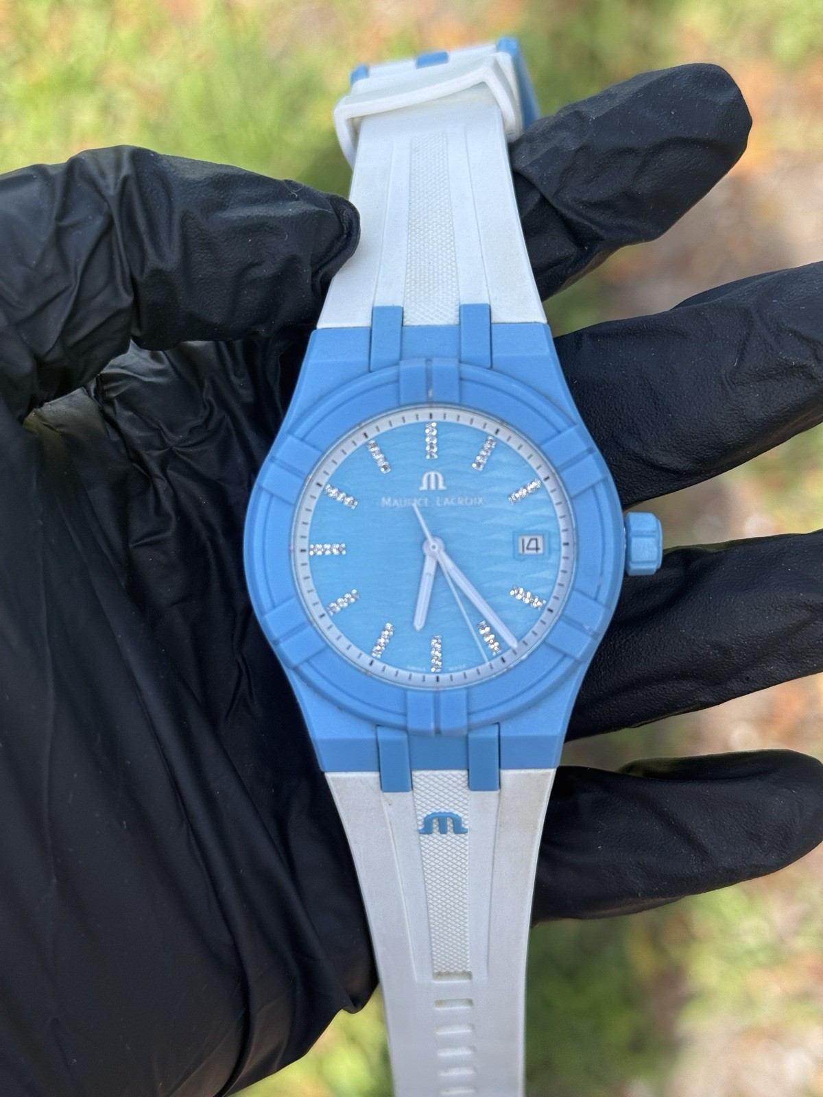 Maurice Lacroix Aikon Tide Sports Baby Blue with Diamonds Women’s Watch (used)