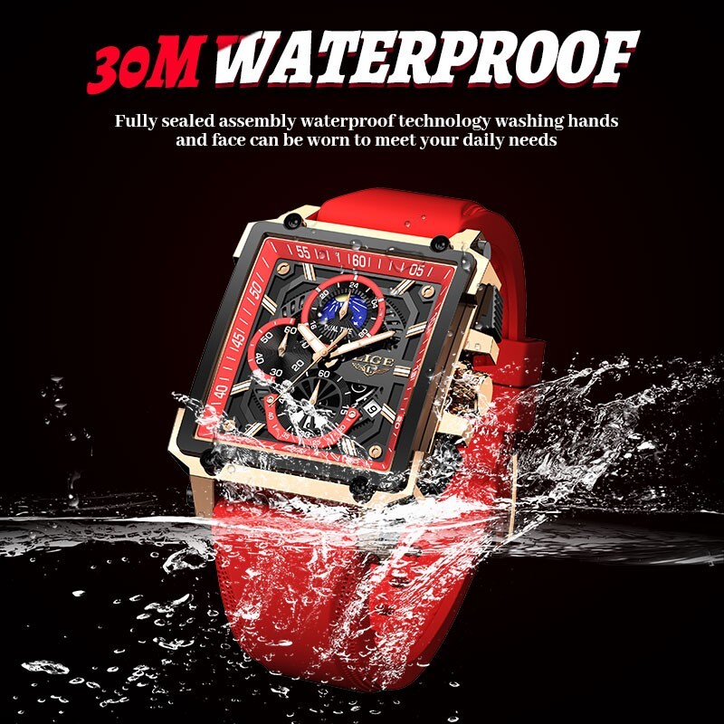 Men Watch Quartz Luminous Date Moon image 3ATM Waterproof Sport Wristwatch Boxed