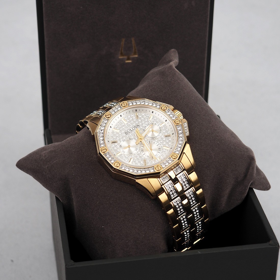 Bulova Octava Crystal 98C126 Two Tone Silver & Gold Men’s Quartz Watch 41.5 mm