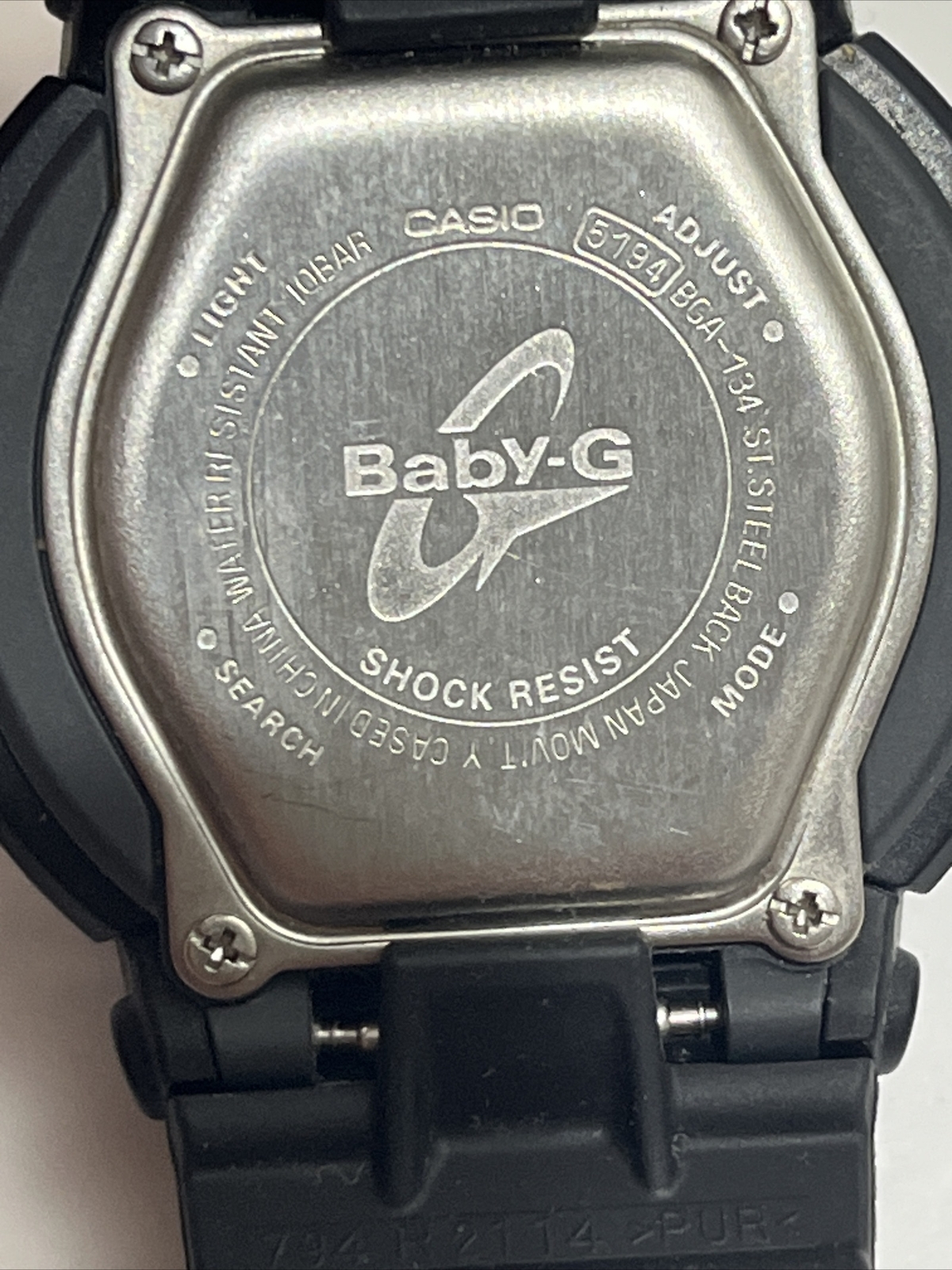 CASIO Baby-G 5194 BGA-134 Water Resist 10bar Stainbless Steel Black New Battery!
