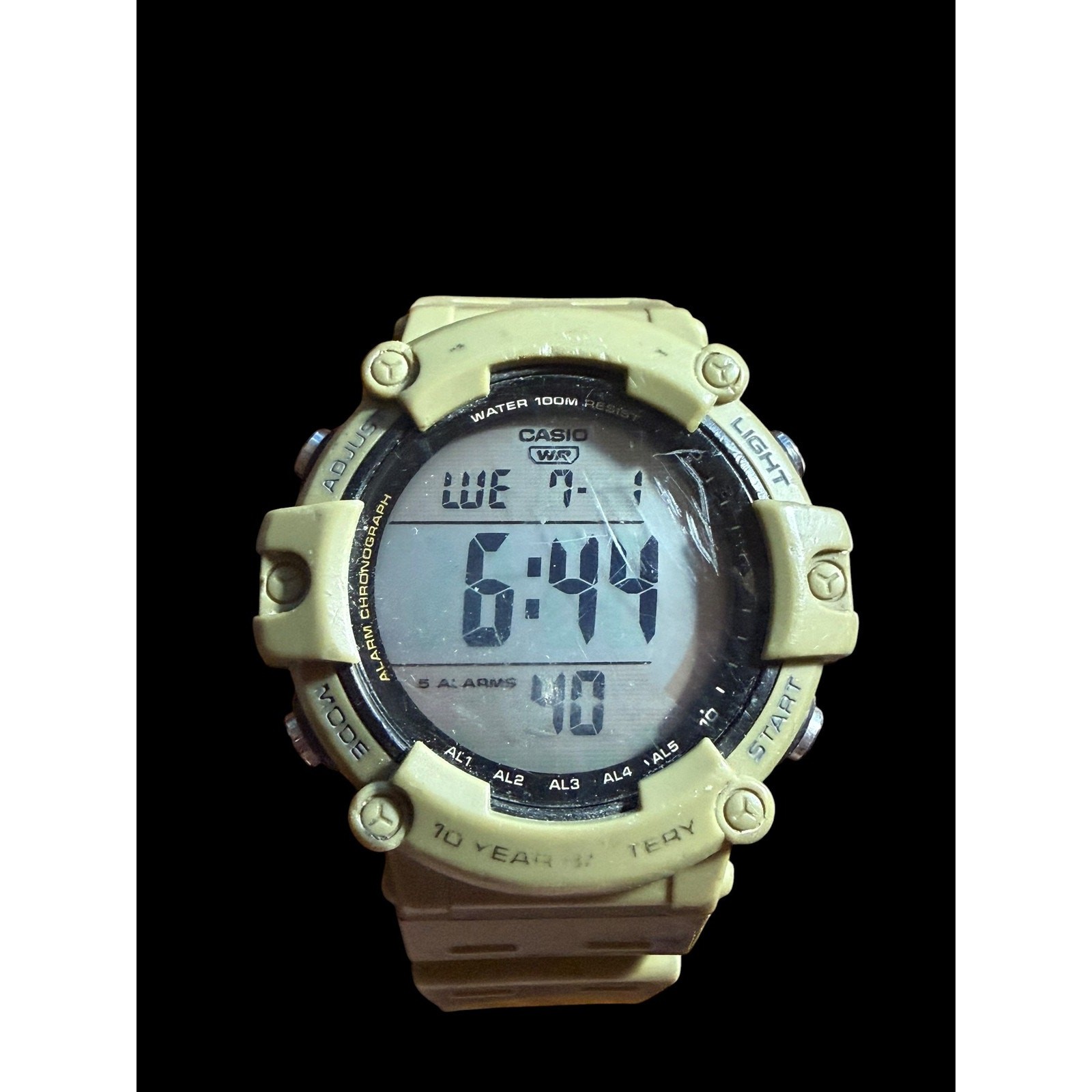 Casio W-735H Digital Watch Tan Resin 100M WR Chronograph Alarm Backlight