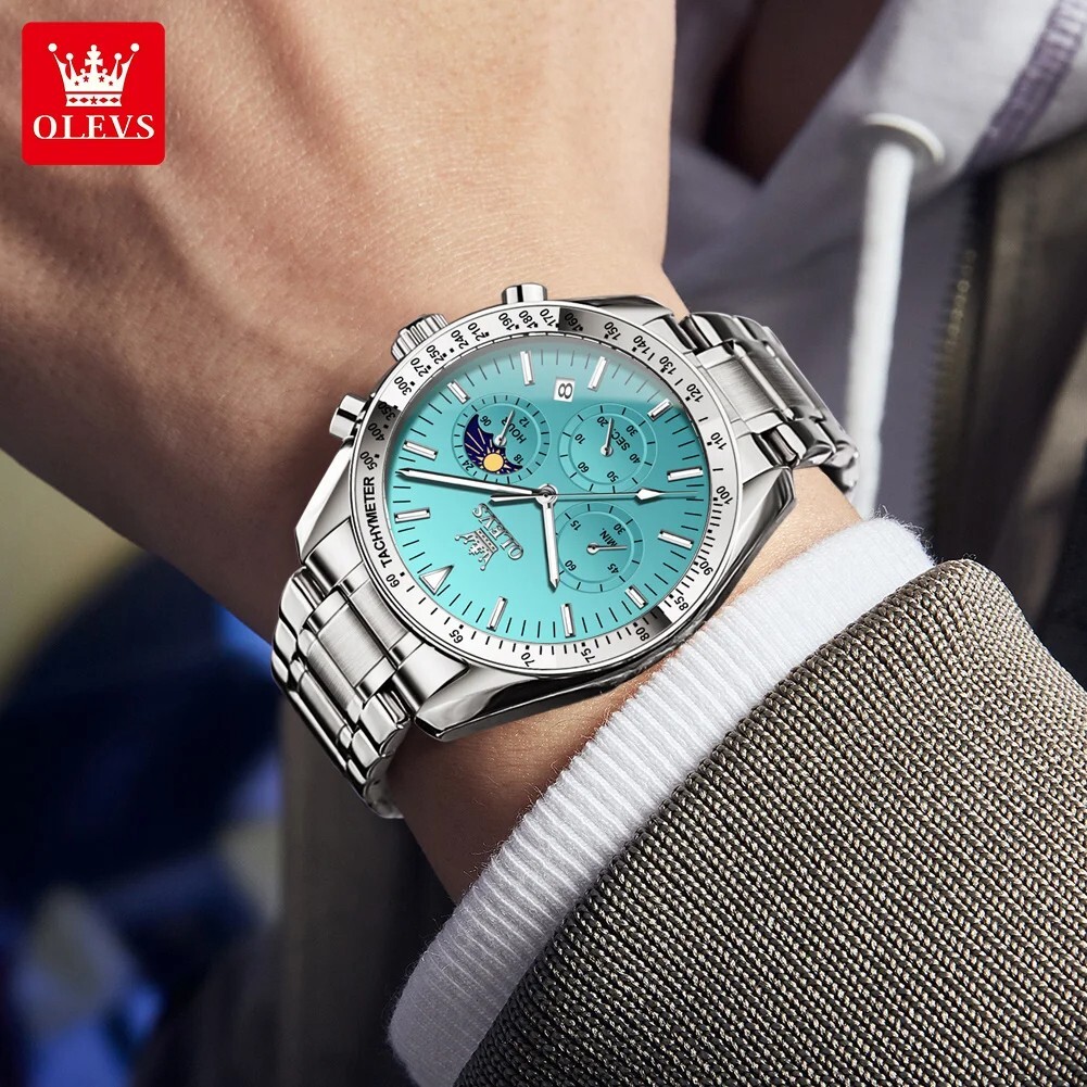 Waterproof Quartz Watch Men’s OLEVS Luminous Luxury Business Date Men Strap