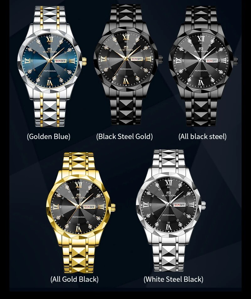 Men’s Watch Relojes De Hombre Stainless Steel Quartz Luminous Classic Watches