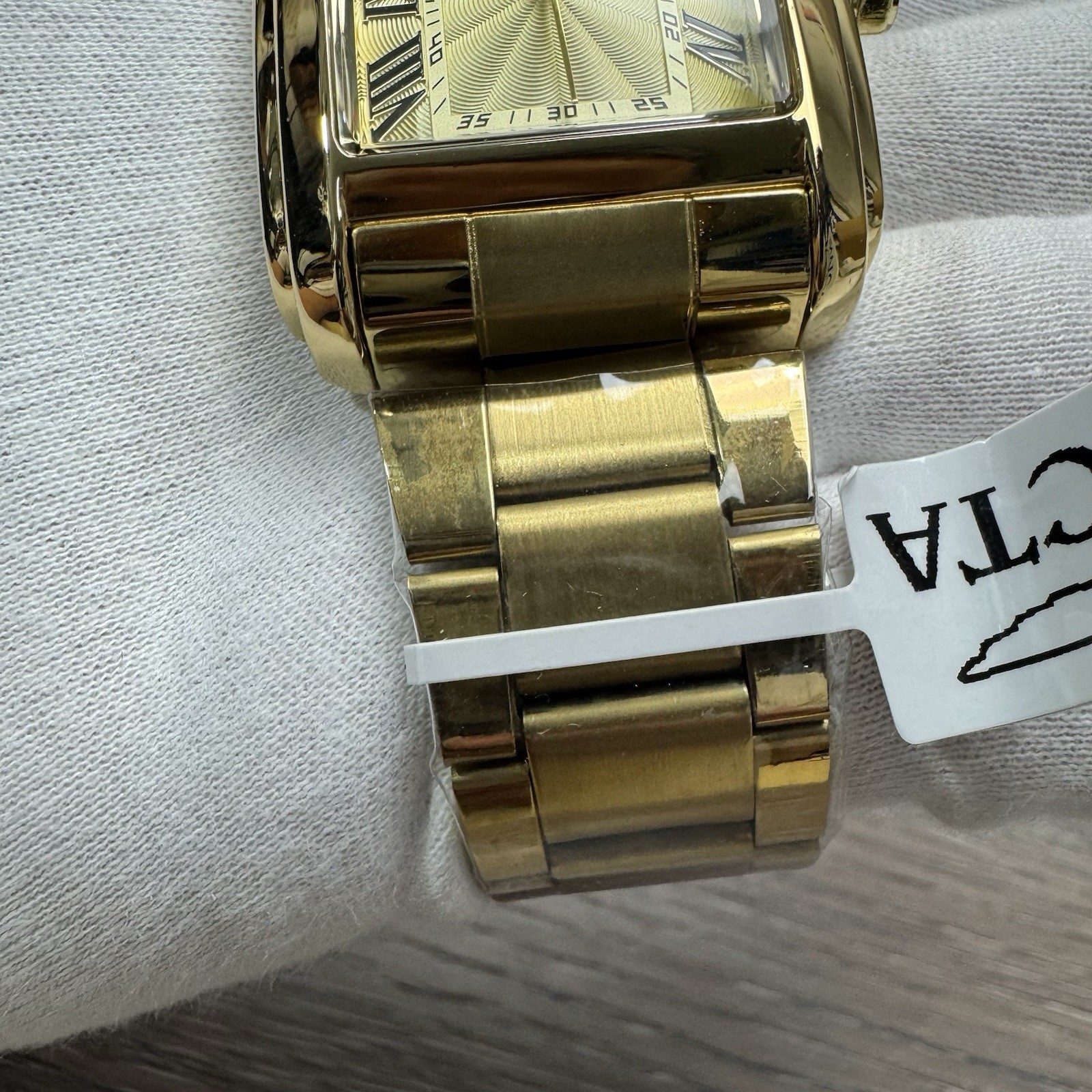 Invicta Celestial Watch Men 35mm Gold Stainless Steel Gold Dial Rectangle Quartz
