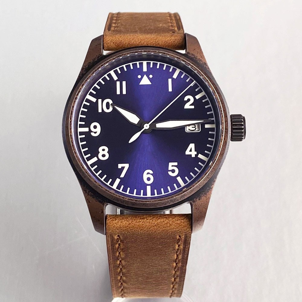 NH35A Retro Pilot Automatic Men Watch Bronze PVD 200m Waterproof 39mm Sapphire