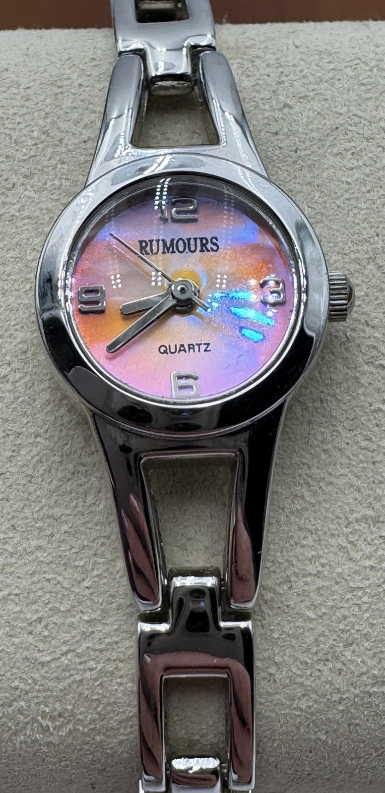 Rumours Womens Watch 18mm Pink Dial Silver Tone Bracelet Quartz Analog 40727