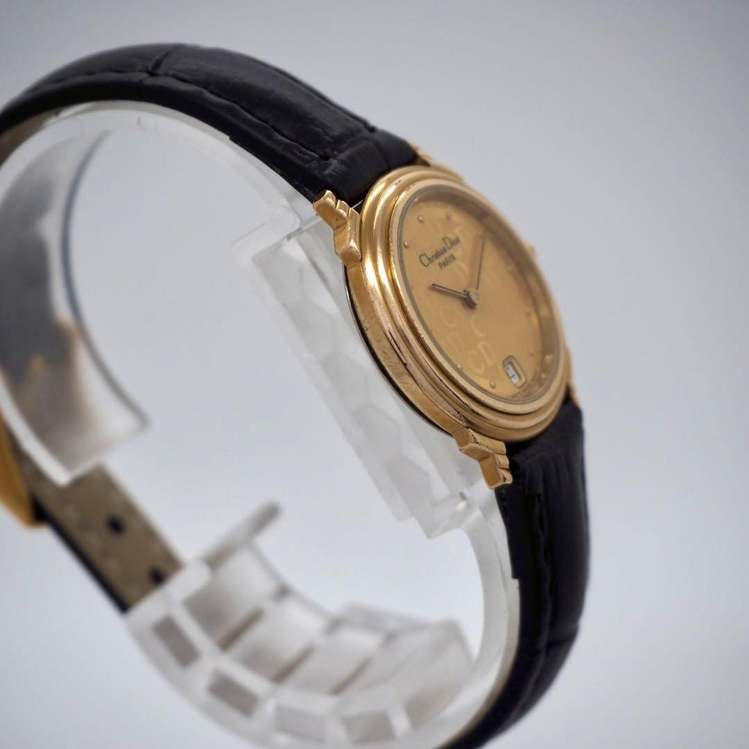 Christian Dior Quartz Ladies Vintage Watch Date Gold Logo Dial Japan