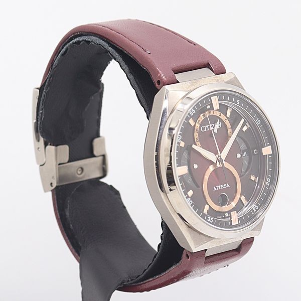 CITIZEN ATTESA BU0060-17W Quartz Triple Calendar Titanium Men’s Watch Burgundy