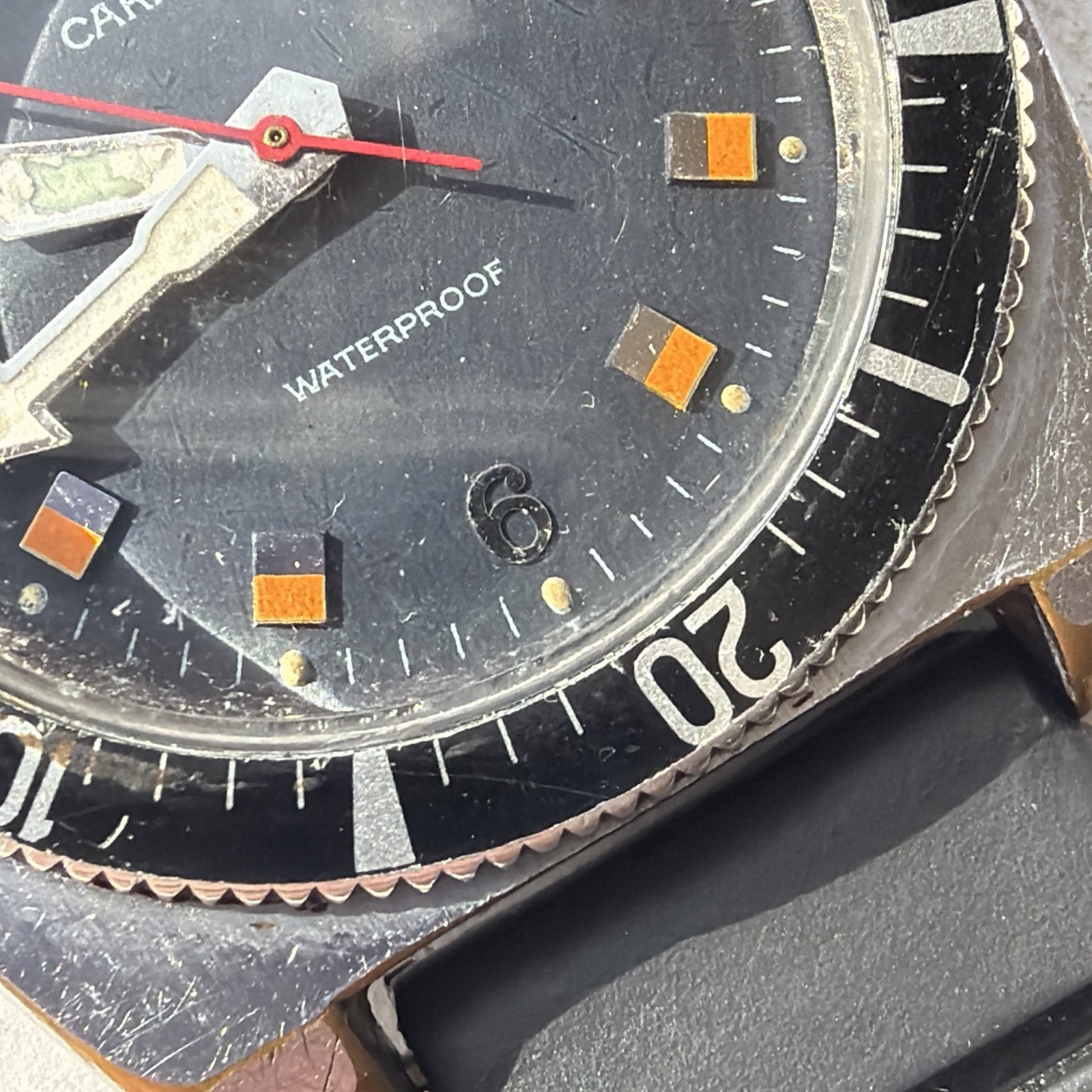 AS53 CARAVELLE VINTAGE DIVER Black Bezel Orange-Black Dial WATERPROOF Running**