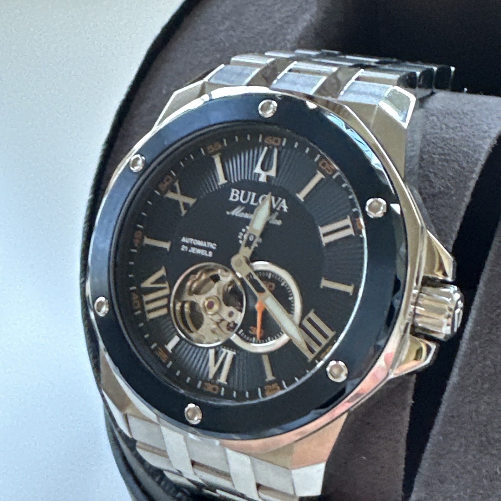 Bulova Men’s Marine Star Automatic Silver Stainless Steel Watch 44 MM 98A302