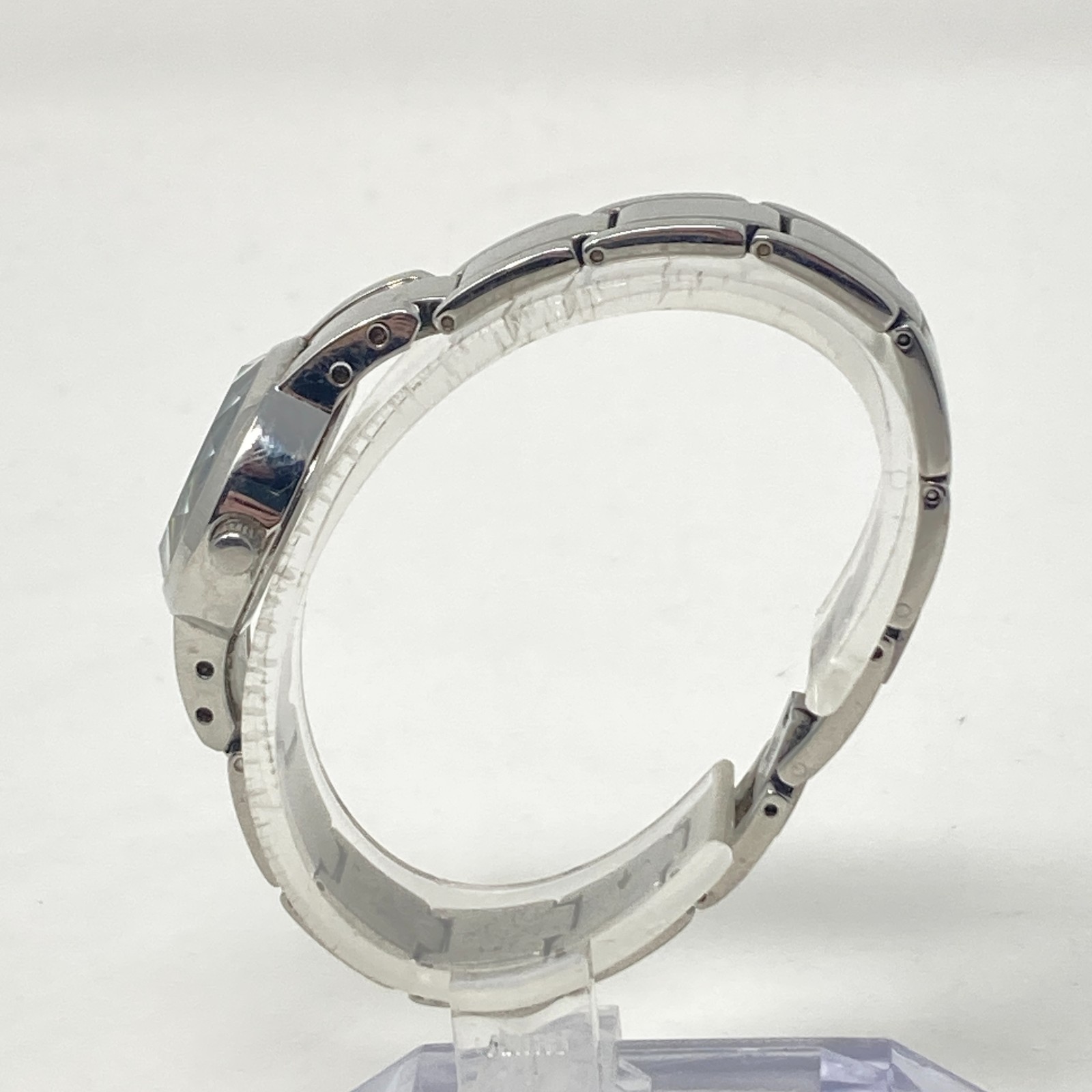Fossil F2 Womens Watch 22mm Silver Tone Green Dial Faceted WR New Battery 6.25″