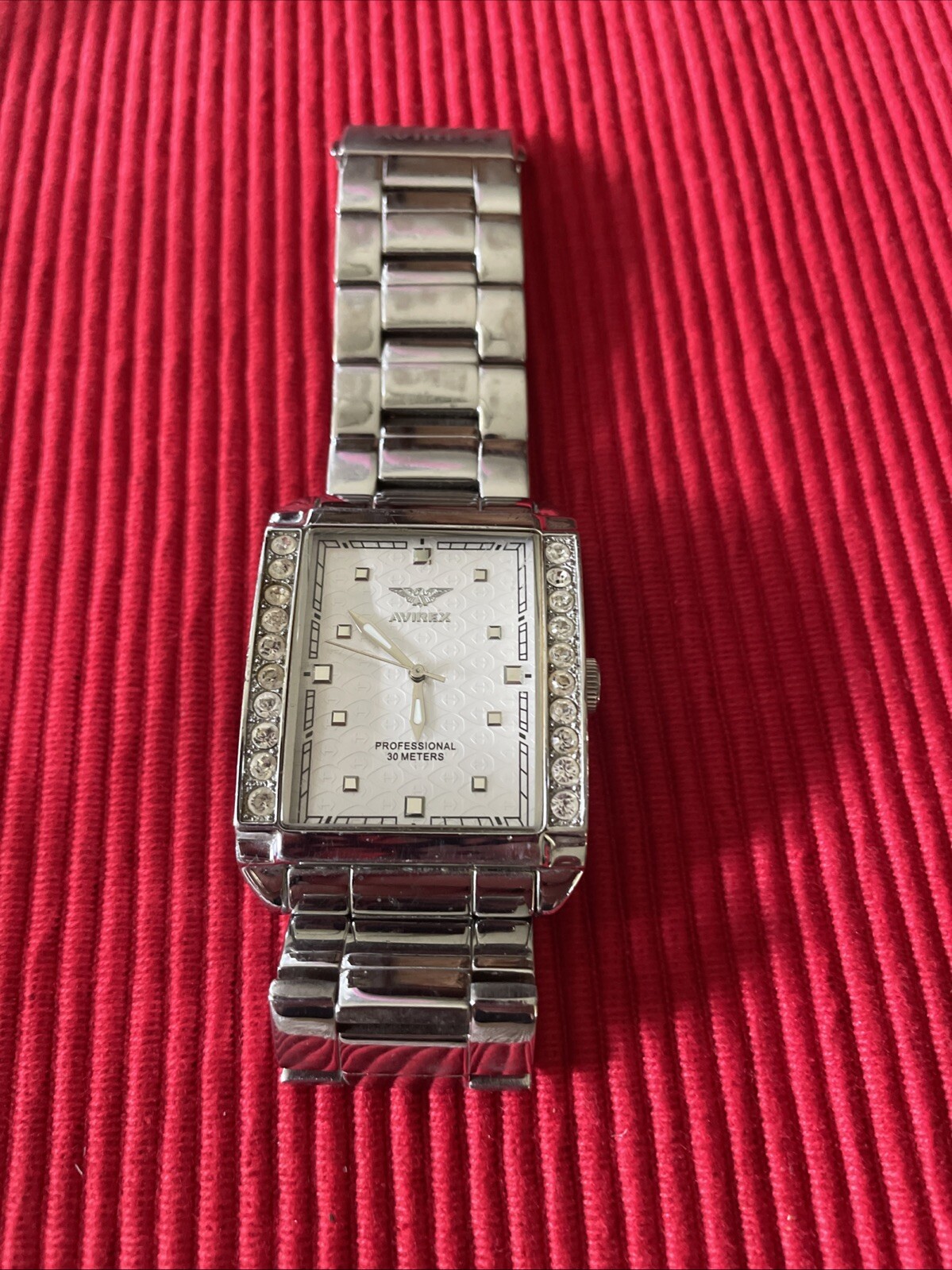 Mens Avirex Professional 30 Meters Model RX75024G1 Silver Tone w/Bling (CA)