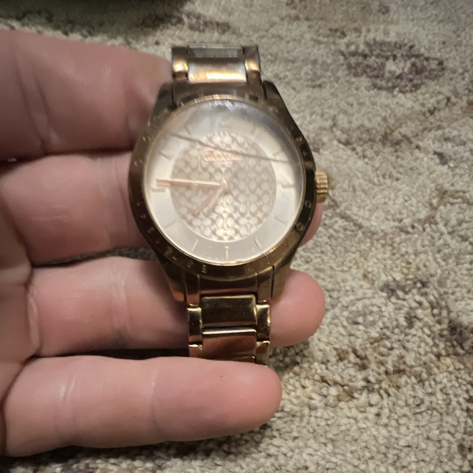 Coach Women’s Quartz Analog Gold Tone Steel Bracelet Watch 38mm Logo Dial
