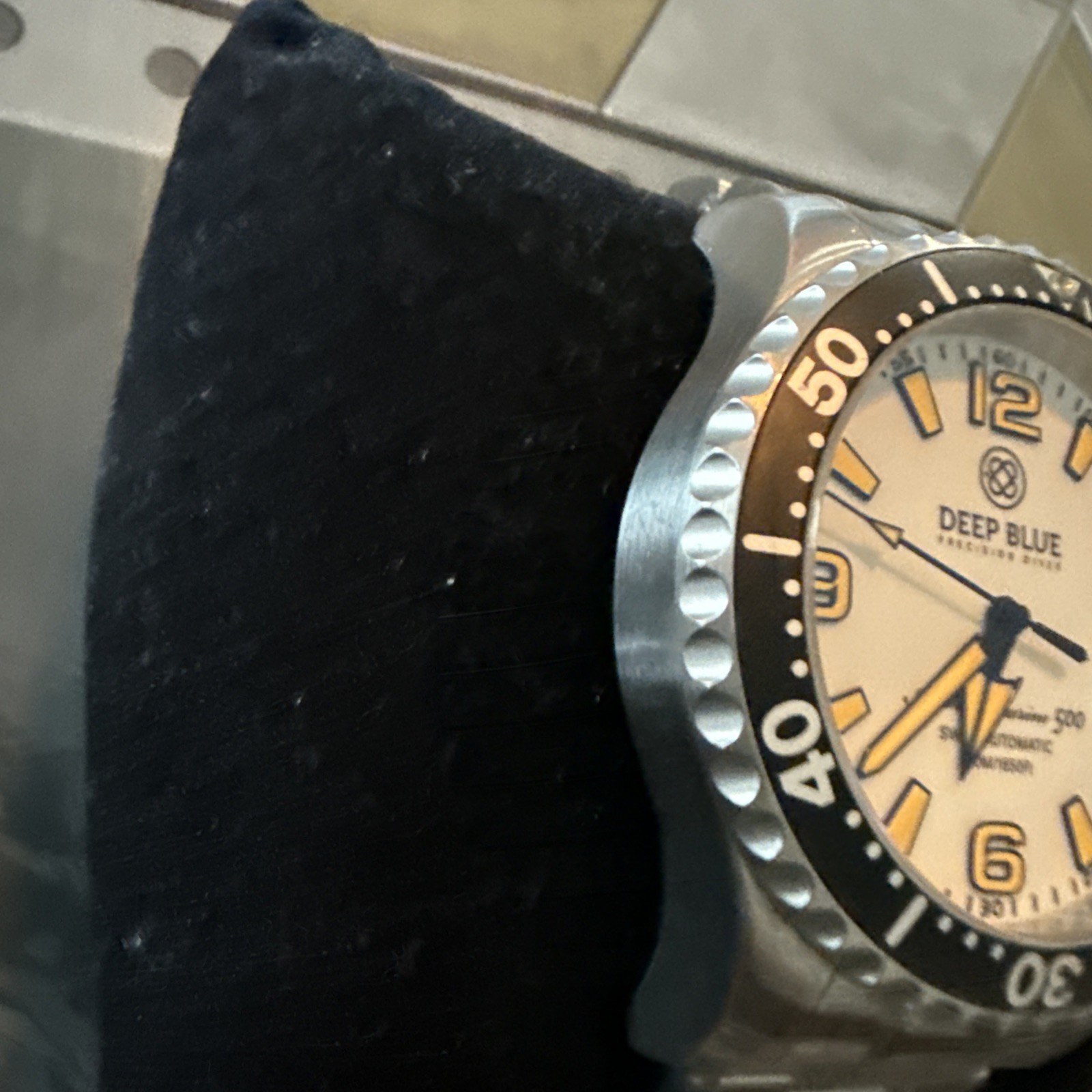 Deep Blue Alpha Marine 500 Full Lume Dial Automatic Sapphire #0256 Rare