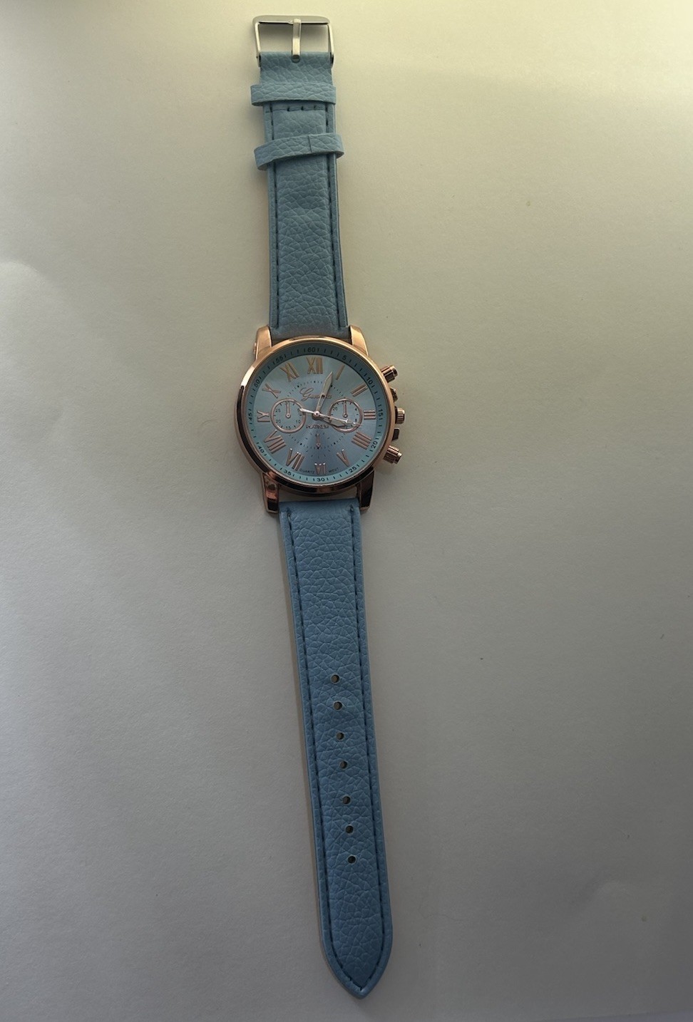 Blue Leather Watch Womens Quartz Analog Roman Numeral Dress Casual 40mm 8in