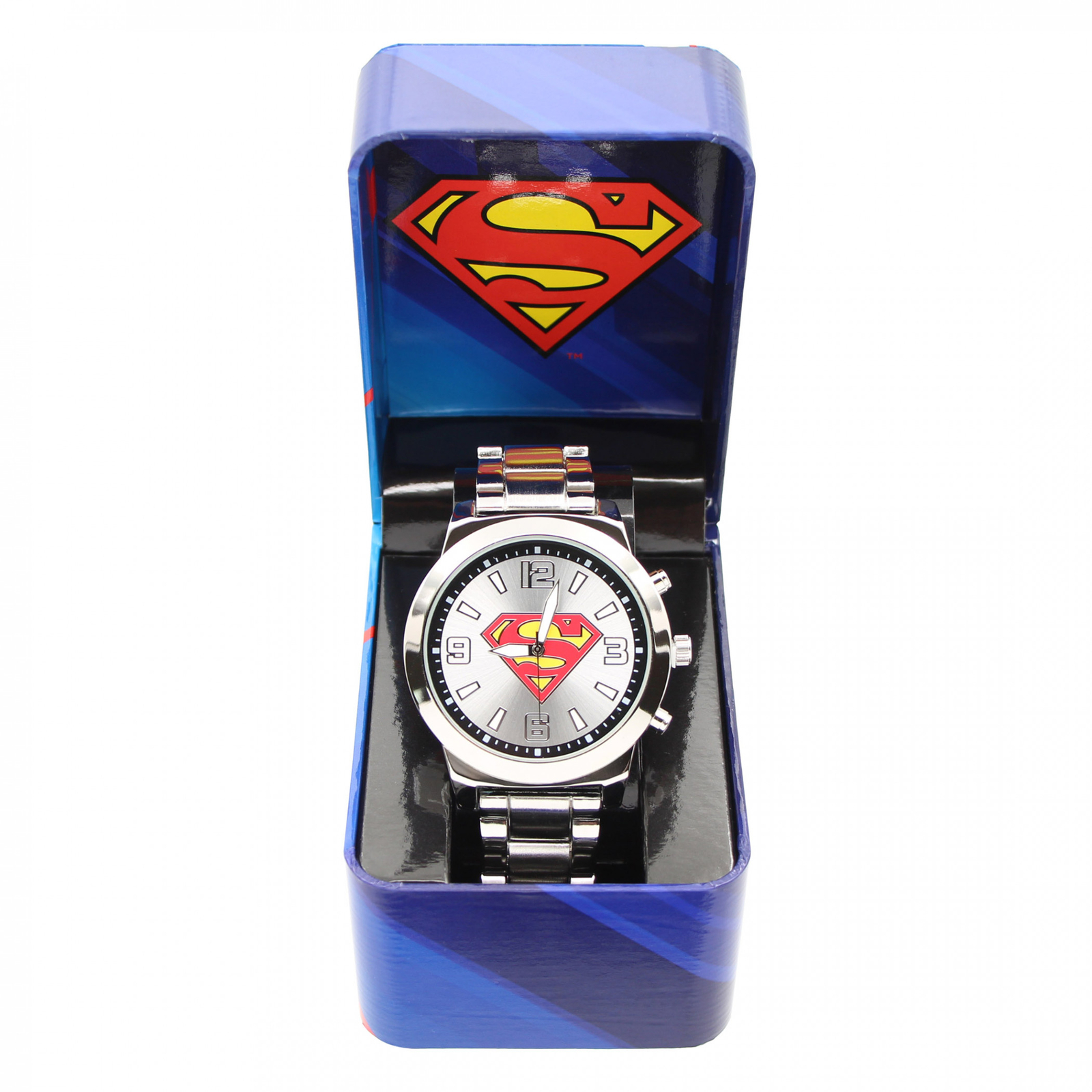 Superman Classic Logo Silver Analog Watch with Metal Band Silver