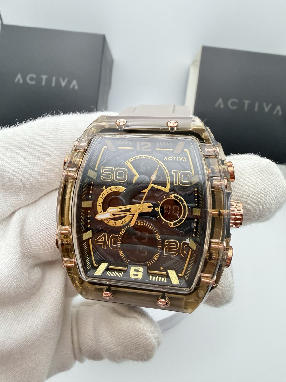 ACW8109-007- Activa X Invicta 45mm Men’s Digital Watch – Apricot & Brown .