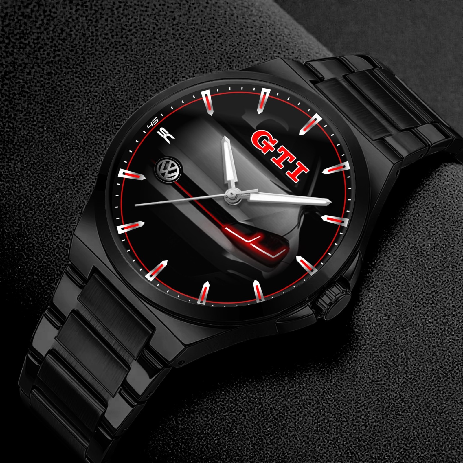 Black Steel Fan Art Golf GTI Front Sport Racing Muzzle Wrist Watch