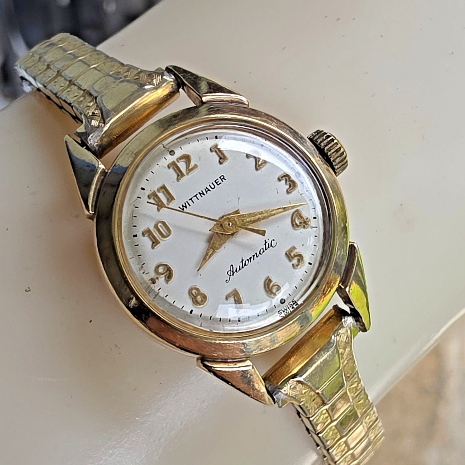 Vintage WITTNAUER Ladies automatic watch 10K GoldFilled Numeric Dial swiss 1960s