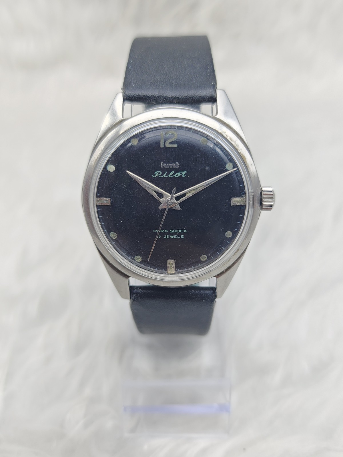 HMT Pilot Para Shock 17 Jewels Mechanical Manual Vintage Watch (Black Dial).