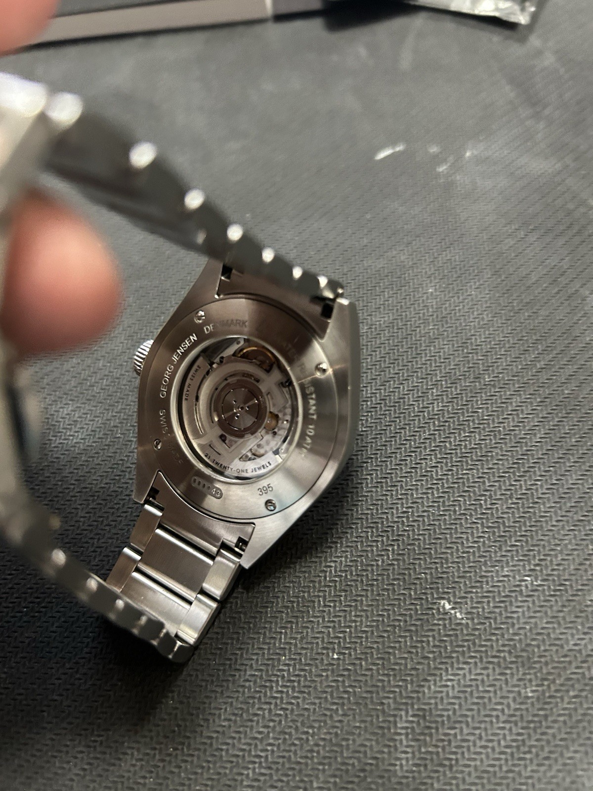 Georg Jensen Auto 41mm White Dial Date Steel Bracelet 10 ATM Box Papers