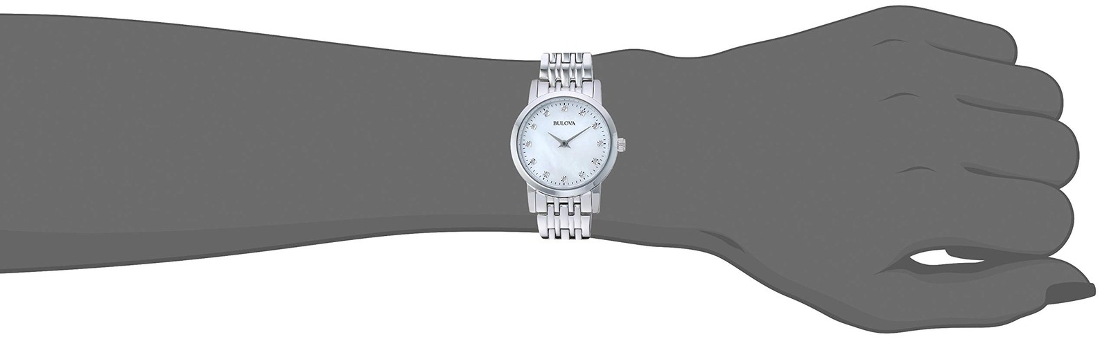 Bulova Women’s Classic Diamond Accent Wrist Watch, Silver-Tone Stainless Steel,