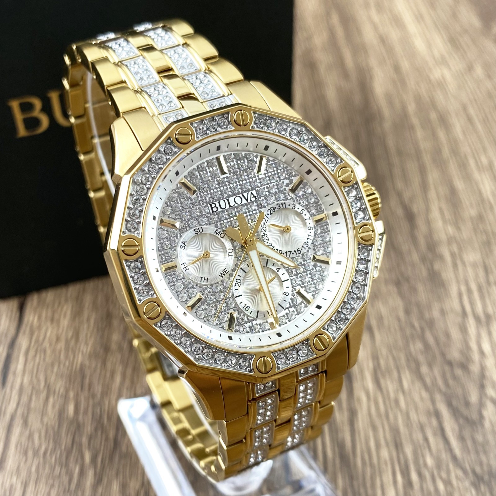 Bulova Octava 98C126 Crystal Dial Gold-Tone Stainless Steel Men’s Watch