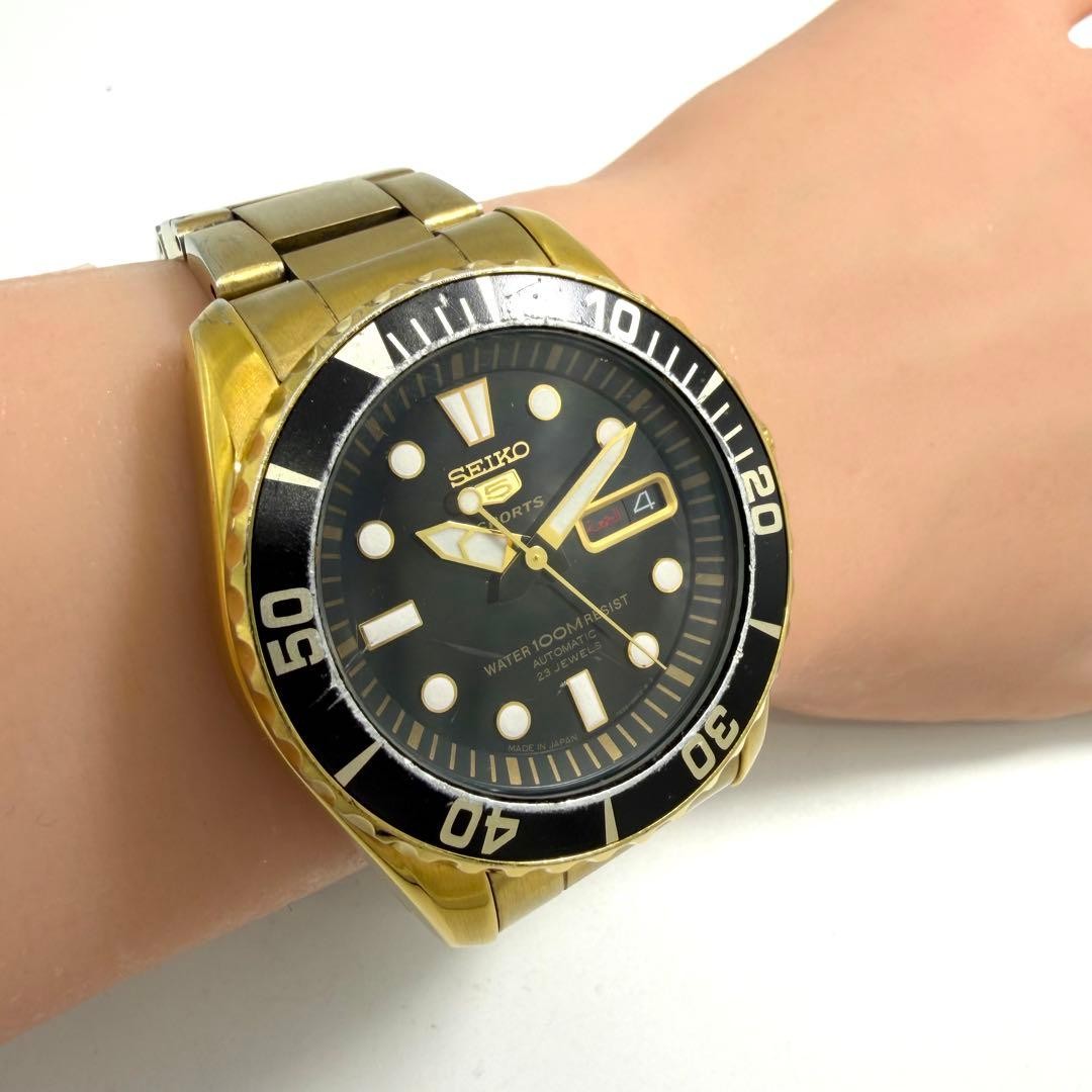 Seiko 5 Sports Diver Automatic Gold Black Watch