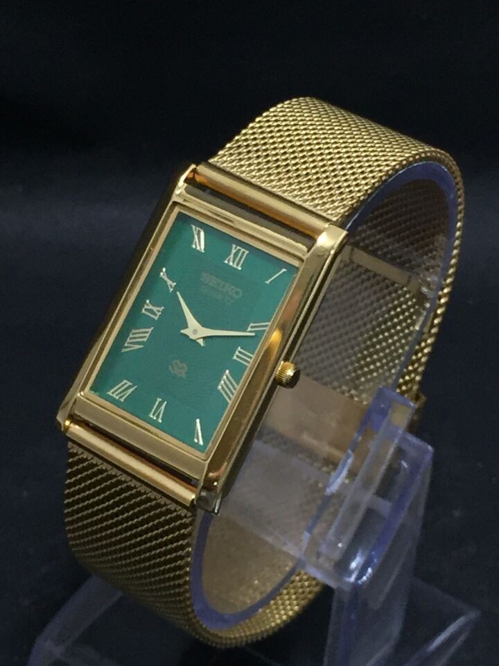 Vintage Seiko Slim Quartz Japan Made Green Dial Gold Plated Men’s Wrist Watch