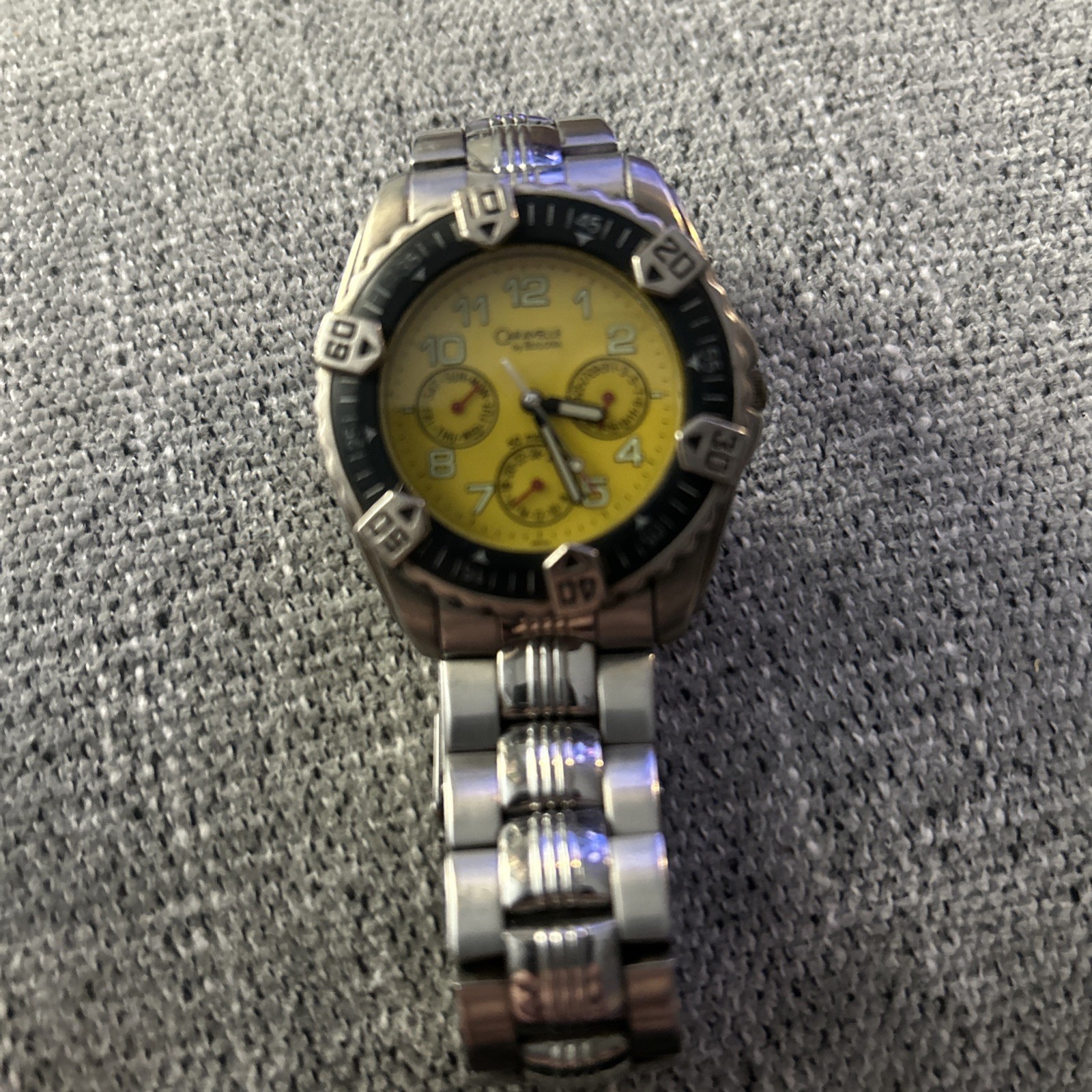 Bulova Caravelle chronograph date Dial Metal Bracelet Yellow dial
