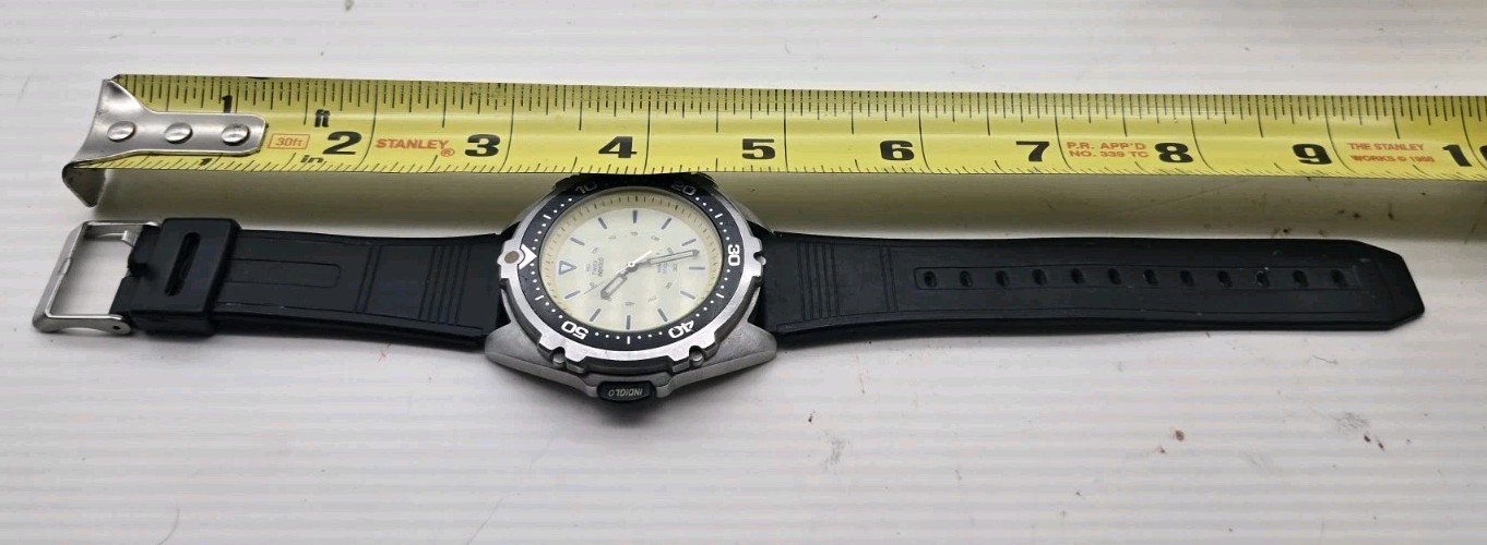 Timex Intrepid Vintage INDIGLO Dive Watch 100M Cream Dial JFK Jr. Style (122)