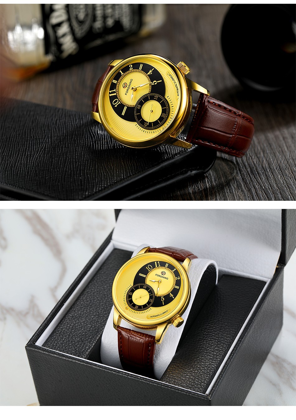 Forsining Mechanical Automatic Luxury Men’s Watch 3ATM Leather Strap