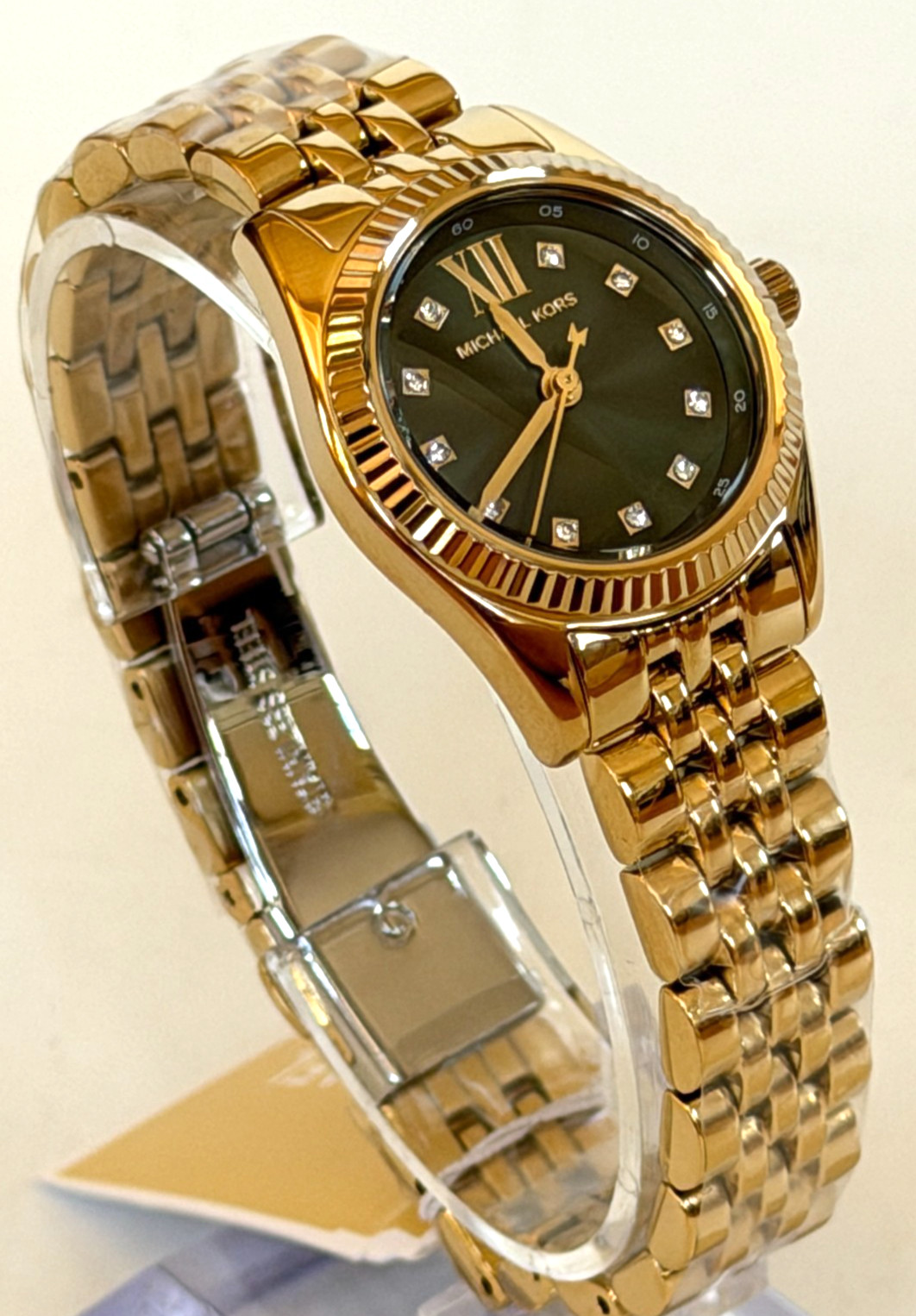 MICHAEL KORS MK4842 Petite Lexington Gold-Tone/Green Dial 26mm Womens Watch $225