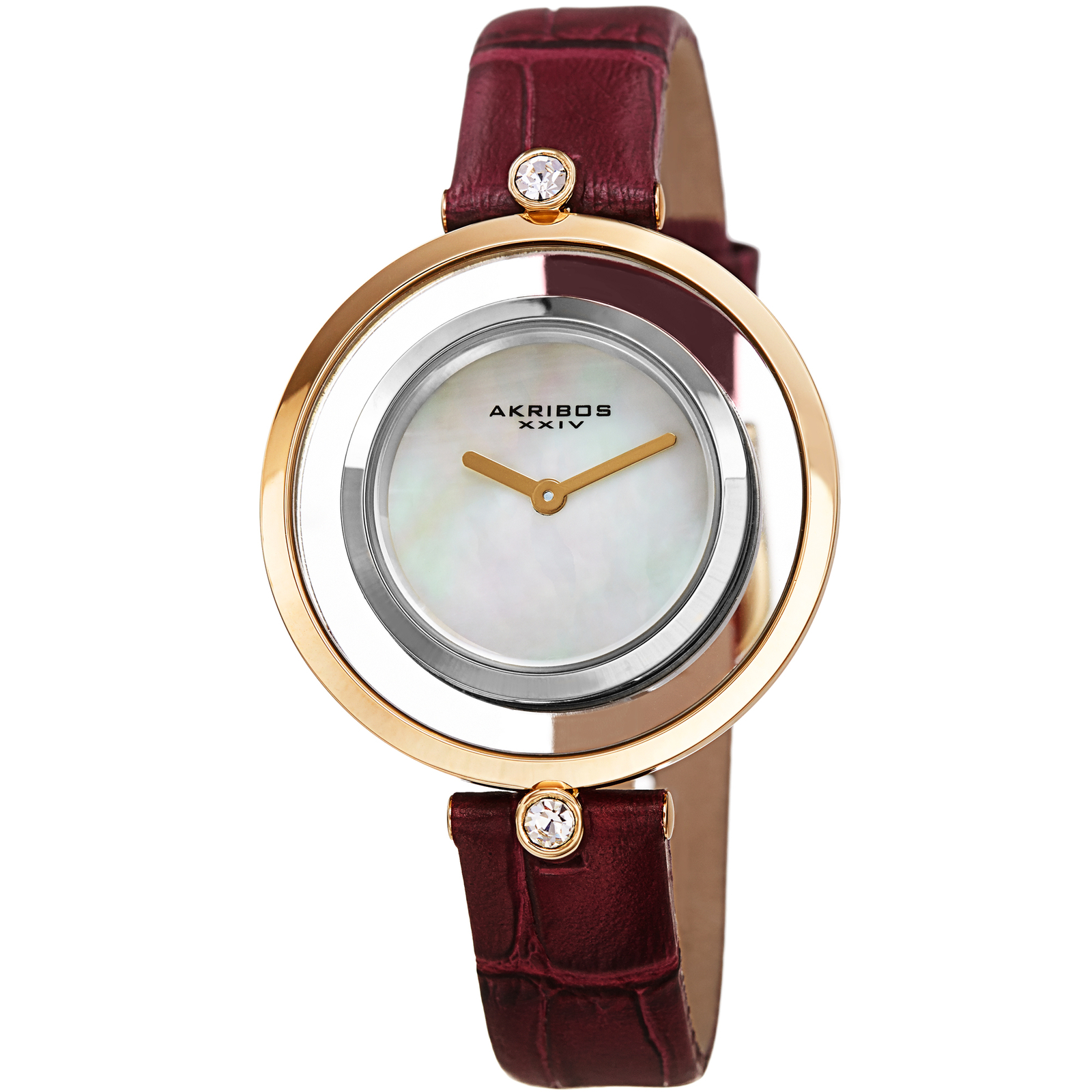 Women’s Akribos XXIV Ak1060PU Swarovski Purple Crocodile Style Leather Watch
