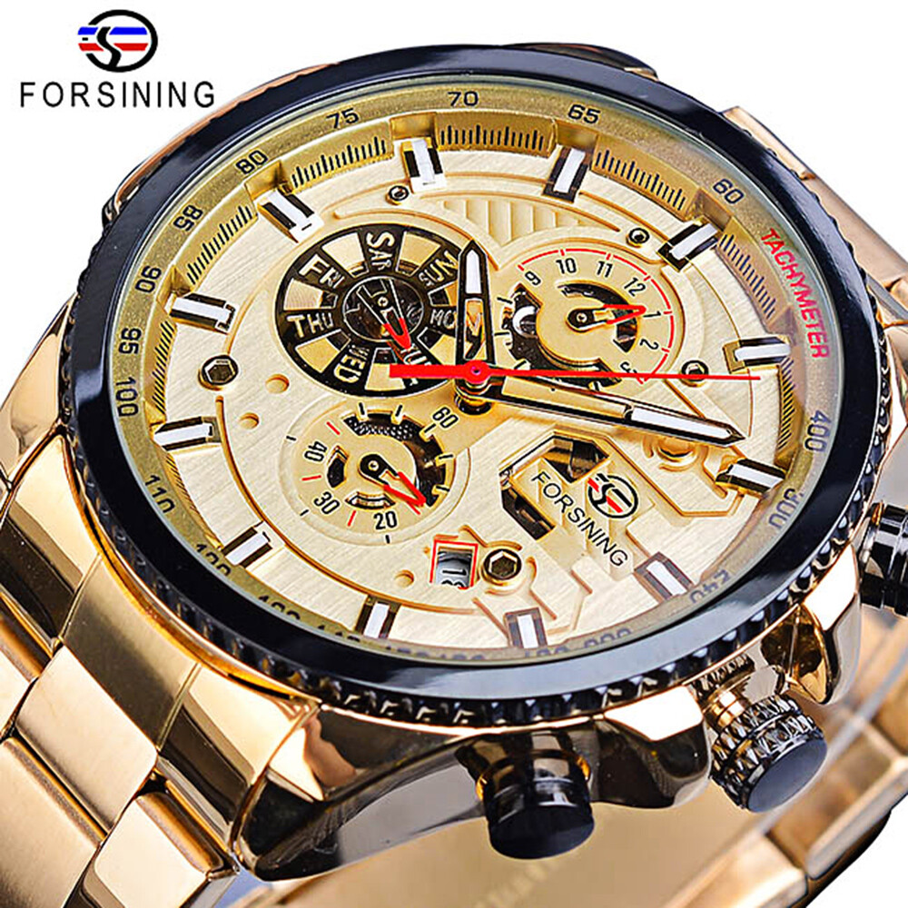 FORSINING Luxury Men Steel Waterproof Automatic Self-Wind Mechanical Wrist Watch