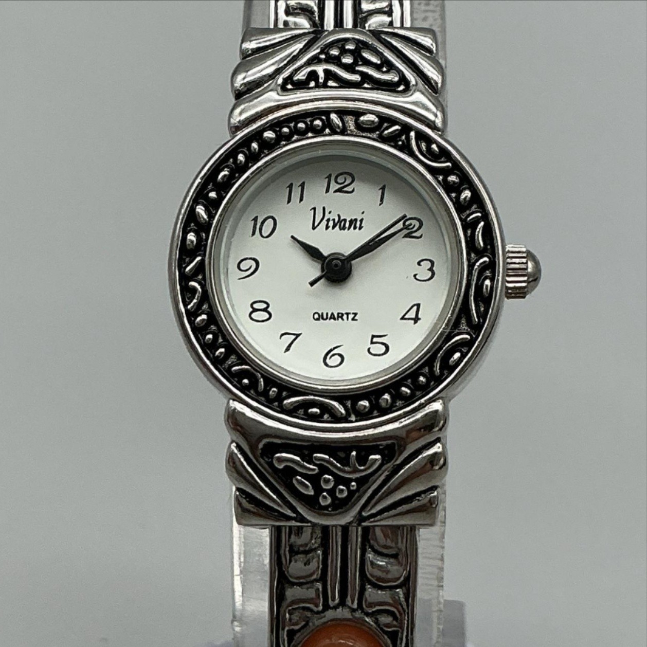 Vivani Womens Watch 22mm White Dial Multicolor Stone Bangle 70-5533 New Battery